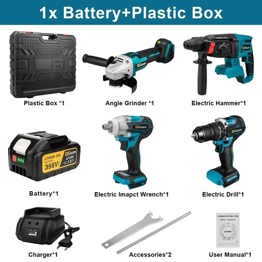 Combo Kits Elektrowerkzeuge Sets Bürstenloser Elektrischer Schlagschrauber Elektrischer Bohrer Winkelschleifer Elektrohammer Für Makita 18 V Akku