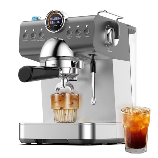 Mcilpoog WS570E Kleine Halbautomatische Kaffeemaschine, 58 Mm Kommerzielle Heiße Und Kalte Extraktion, Die Funktion Des Manuellen Aufschäumens