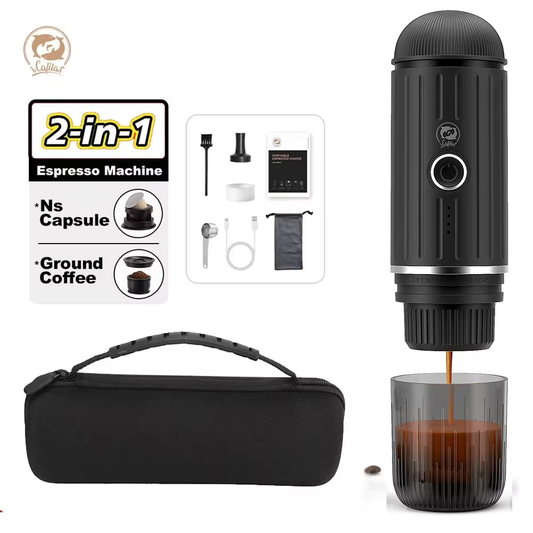 2-In-1-Reisekaffeemaschine Mit Kapselpulver, Elektrisch, Tragbar, Espressomaschine Für Auto Und Zuhause, Camping, Kaffeemaschine