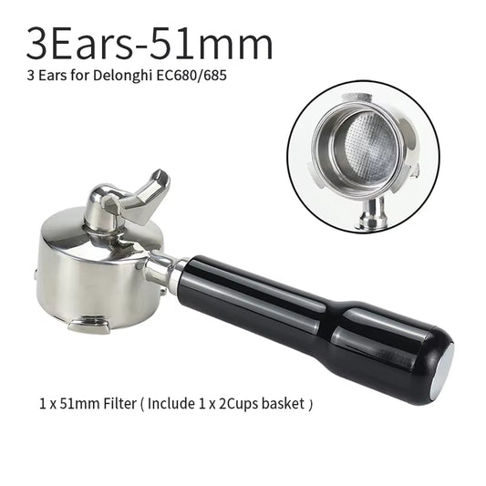 51Mm Kaffee Boden Siebträger Für Delonghi EC680 EC685 Ersatz Filter Korb Espresso Maschine Griff Cafe Zubehör
