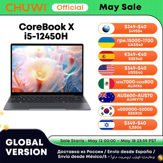 CHUWI Corebook X Laptop I5-12450H 8 Kerne 14 Zoll FHD IPS Bildschirm 16 GB RAM 512 GB SSD WIFI 6 Windows 11 Gaming Notebook Computer PC