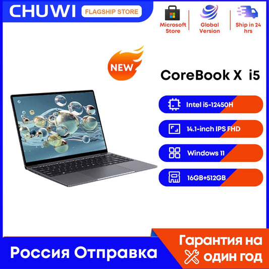 CHUWI Corebook X Gaming-Laptop 14 Zoll Fhd-Bildschirm I5-12450H 8 Kerne 16 GB RAM 512 GB SSD WIFI 6 Windows 11 Gaming Notebook PC 2024