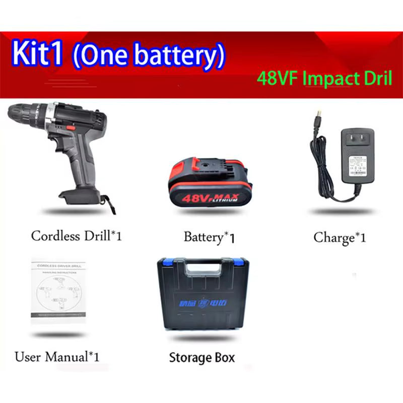 48VF 3 in 1 Cordless Elektrische Bohrer Schraubendreher Lithium-Batterie Akku-Bohrschrauber Schlüssel Drahtlose Elektrische Bohrer Set Für Home