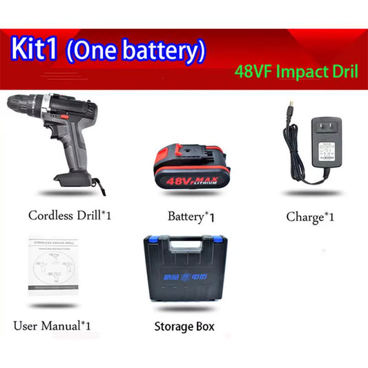 48VF 3 in 1 Cordless Elektrische Bohrer Schraubendreher Lithium-Batterie Akku-Bohrschrauber Schlüssel Drahtlose Elektrische Bohrer Set Für Home