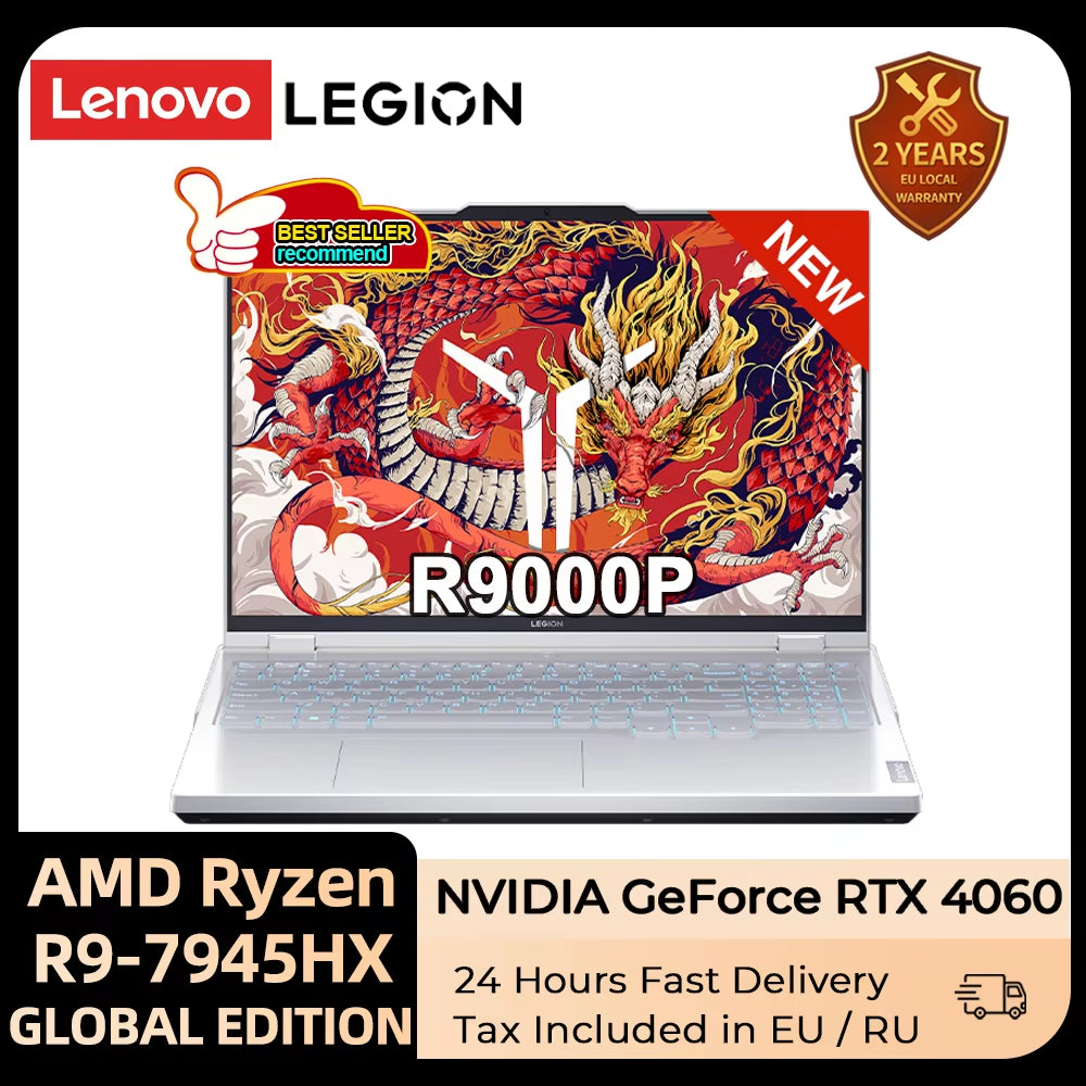 Lenovo Legion R9000P Gaming Laptop Ryzen 9 7945Hx Geforce RTX 240 16G/32Gb DDR5 1T SSD 16-Zoll Hz Bildschirm Notebook PC Neu