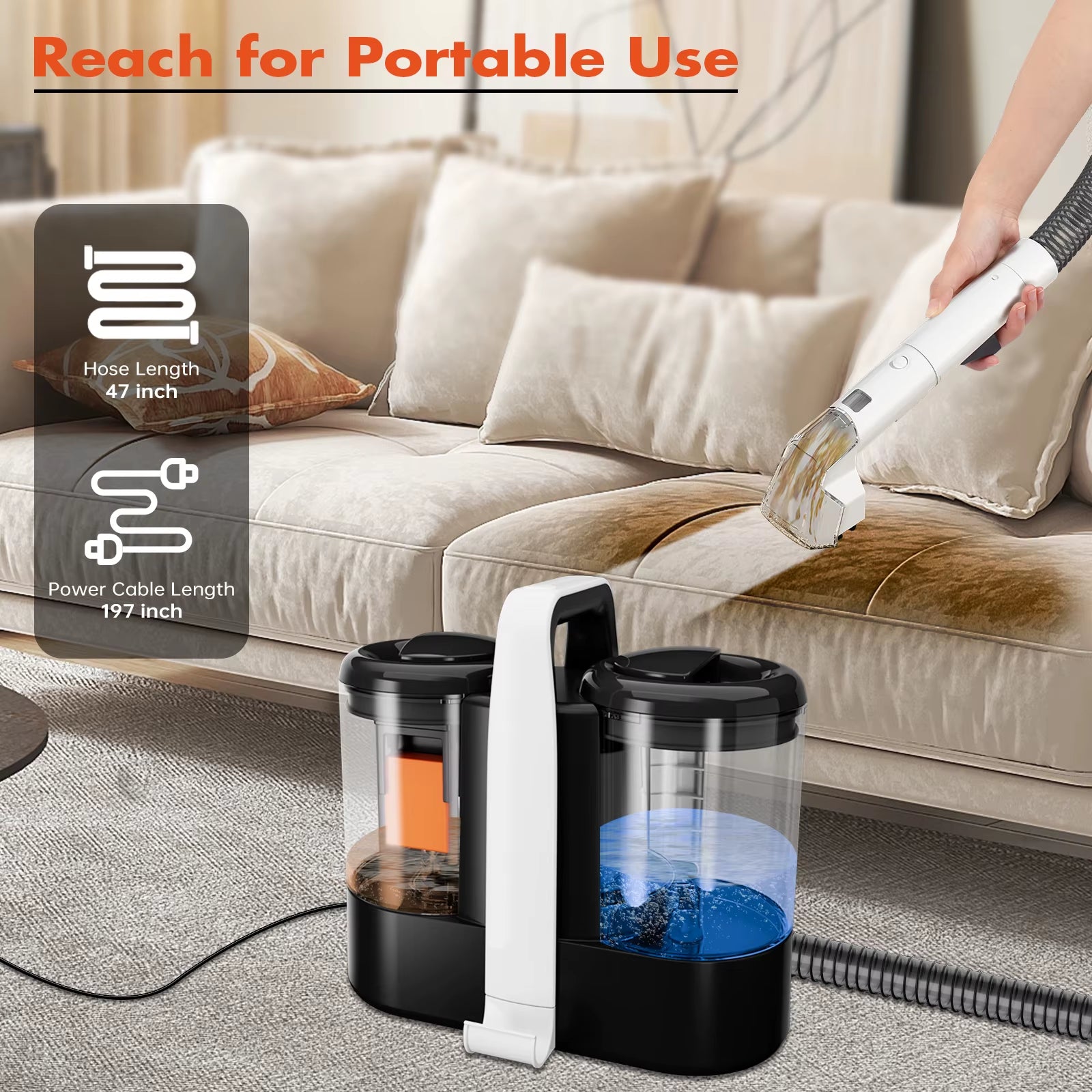 ROBOEVO Spot Cleaner 600/450 W 15/11 Kpa Hand-Teppichreiniger Für Sofa, Vorhang, Sprühabsaugung, Integrierte Maschine, Saubere Maschine Staubsauger Robot