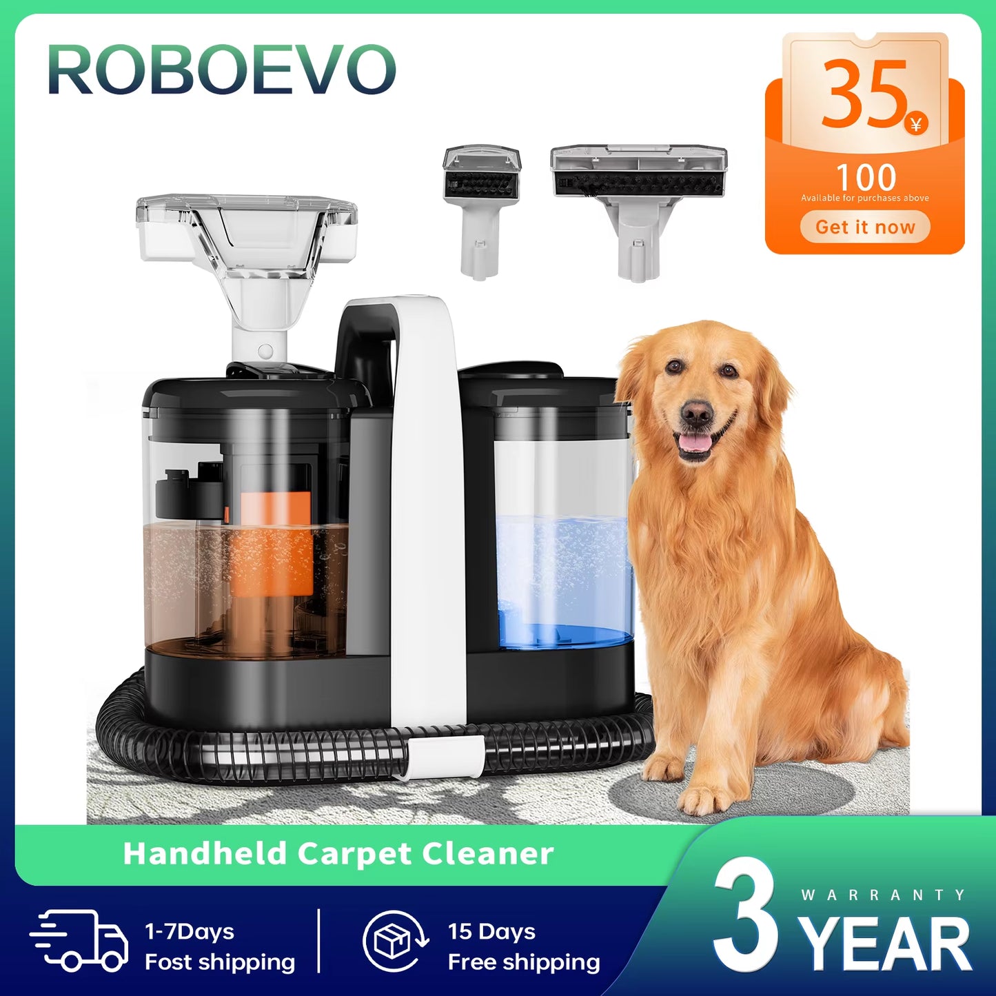 ROBOEVO Spot Cleaner 600/450 W 15/11 Kpa Hand-Teppichreiniger Für Sofa, Vorhang, Sprühabsaugung, Integrierte Maschine, Saubere Maschine Staubsauger Robot