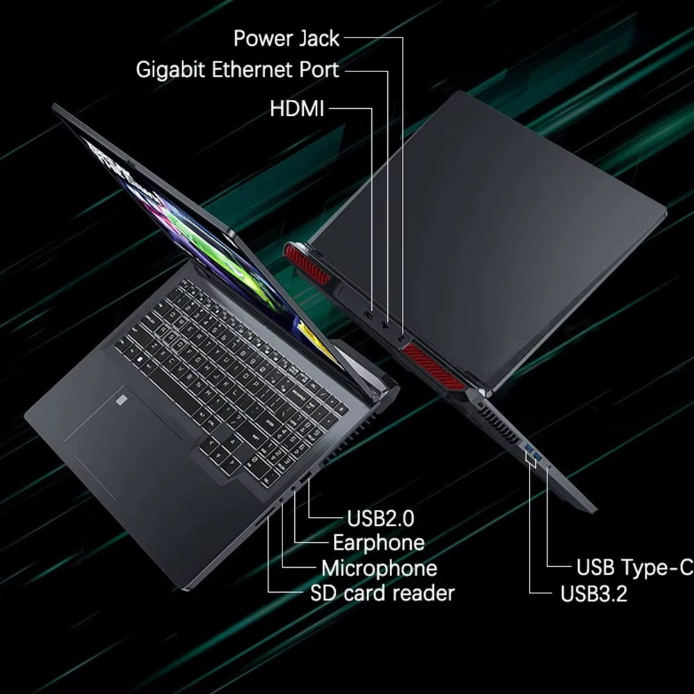 Crelander Laptop Gamer 16 Zoll Intel Core I9 Prozessor 2,5 K Ips Bildschirm 165Hz RTX 6G 4TB SSD Notebook Gaming Laptop