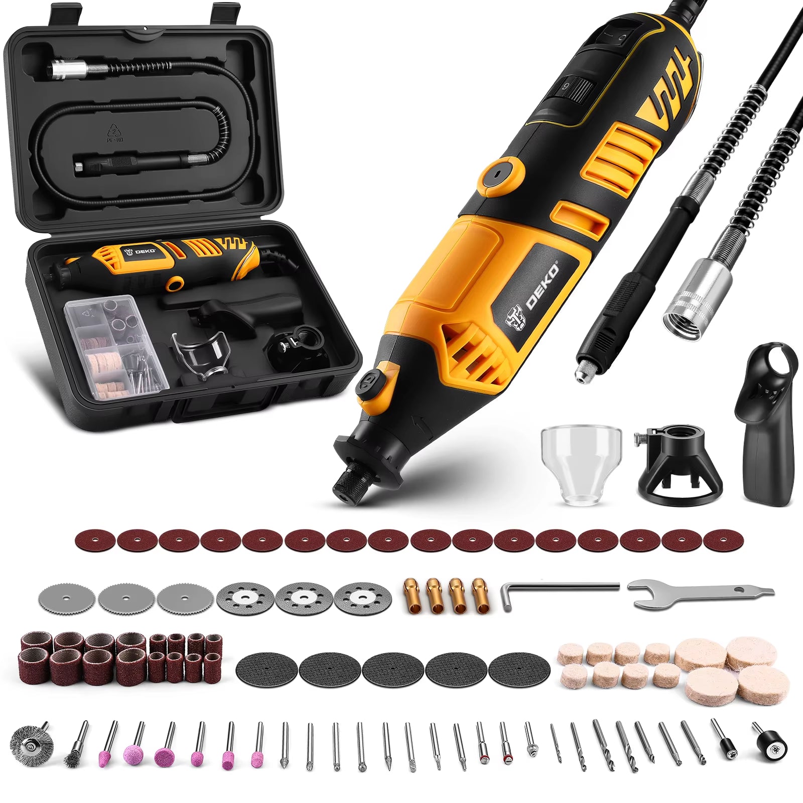 DEKO Drehwerkzeug 220 V AC Set Mini Elektrisches Handdrehwerkzeug (Metall/Holz), Elektrische Schleifbohrmaschine
