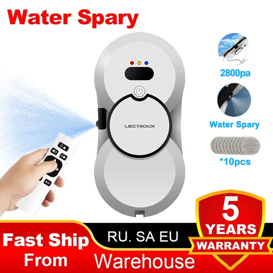 (Codepromo:Aewd55)Ultradünner Fensterreinigungsroboter Liectroux HCR-10 Mit Ultraschall-Wassersprühfunktion, Staubsaugerroboter Für Fenster, Glaswischer, Trocken- Und Nasswischen, AI Route, Fernbedienung Staubsauger Robot