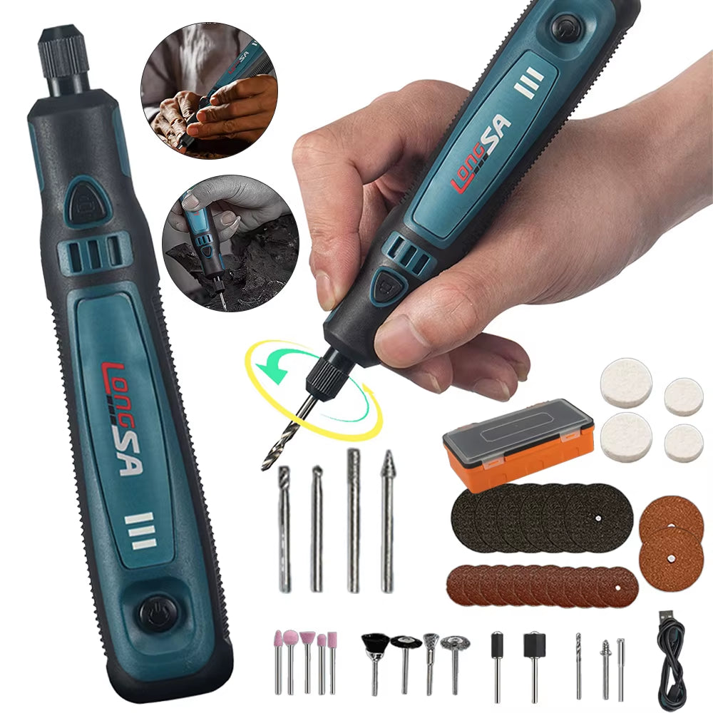 USB Akku-Dreh Werkzeug Kit Holz Bearbeitung Elektro Bohrer Graveur Stift DIY Für Schmuck Metall Glas Mini Wireless Drill