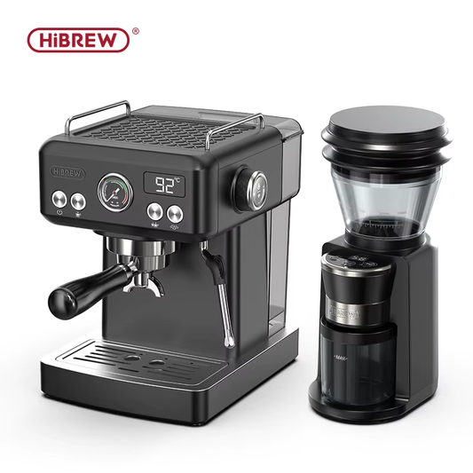 Hibrew H10A Schwarze Espressomaschine, Temperaturvolumen, Vorbrauen, Verstellbarer 58-Mm-Siebträger, Cappuccino-Kaffeemaschine