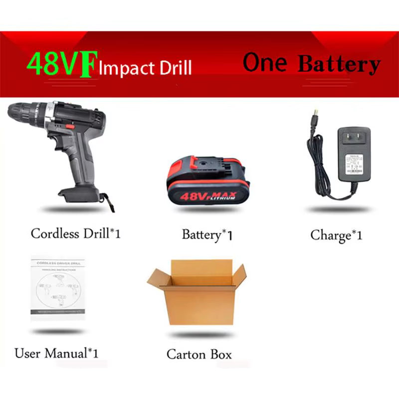 48VF 3 in 1 Cordless Elektrische Bohrer Schraubendreher Lithium-Batterie Akku-Bohrschrauber Schlüssel Drahtlose Elektrische Bohrer Set Für Home