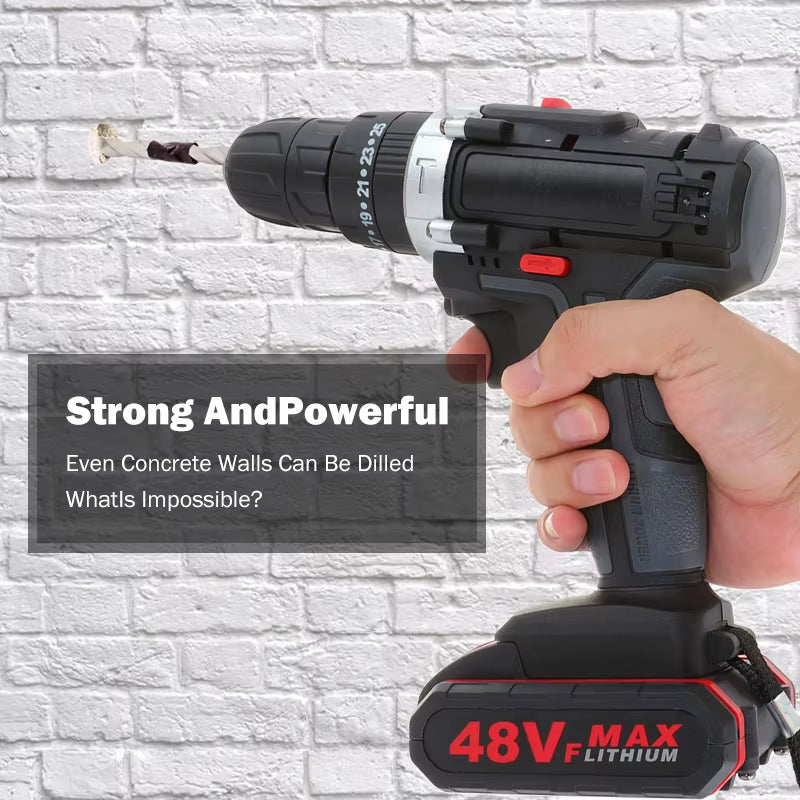 48VF 3 in 1 Cordless Elektrische Bohrer Schraubendreher Lithium-Batterie Akku-Bohrschrauber Schlüssel Drahtlose Elektrische Bohrer Set Für Home