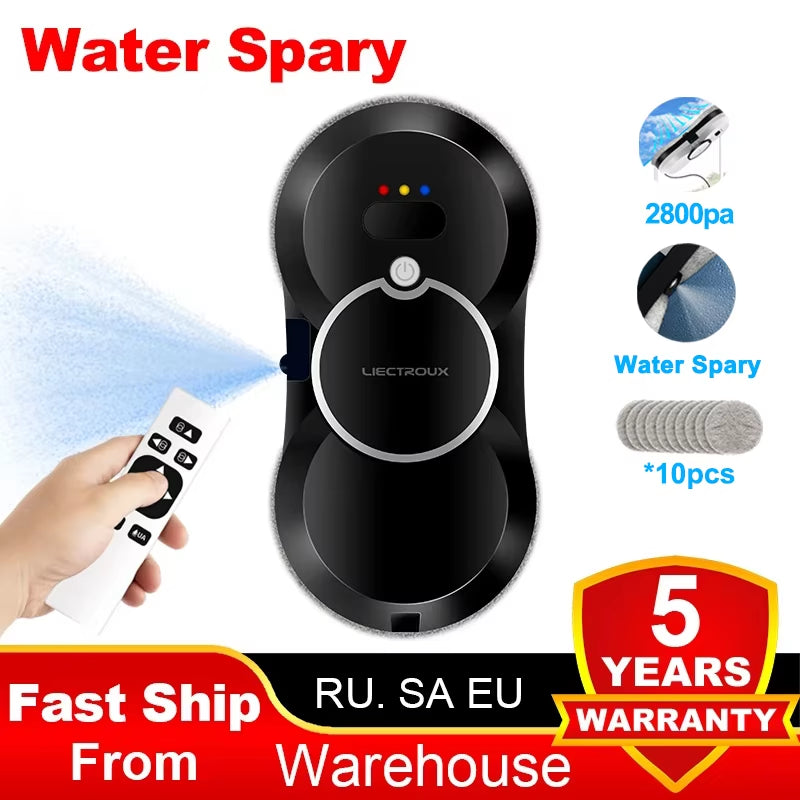 (Codepromo:Aewd55)Ultradünner Fensterreinigungsroboter Liectroux HCR-10 Mit Ultraschall-Wassersprühfunktion, Staubsaugerroboter Für Fenster, Glaswischer, Trocken- Und Nasswischen, AI Route, Fernbedienung Staubsauger Robot