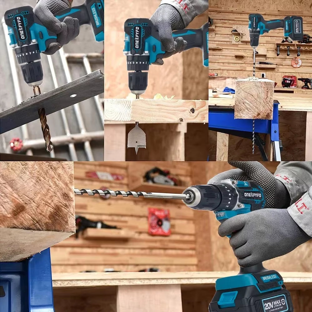 Bürstenloser Werkzeugset, Elektrischer Schraubenschlüssel + 125 Mm Winkelschleifer + 172 Elektrische Bohrmaschine + 125 Mm Elektrische Kreissäge Für Makita 18 V Akku