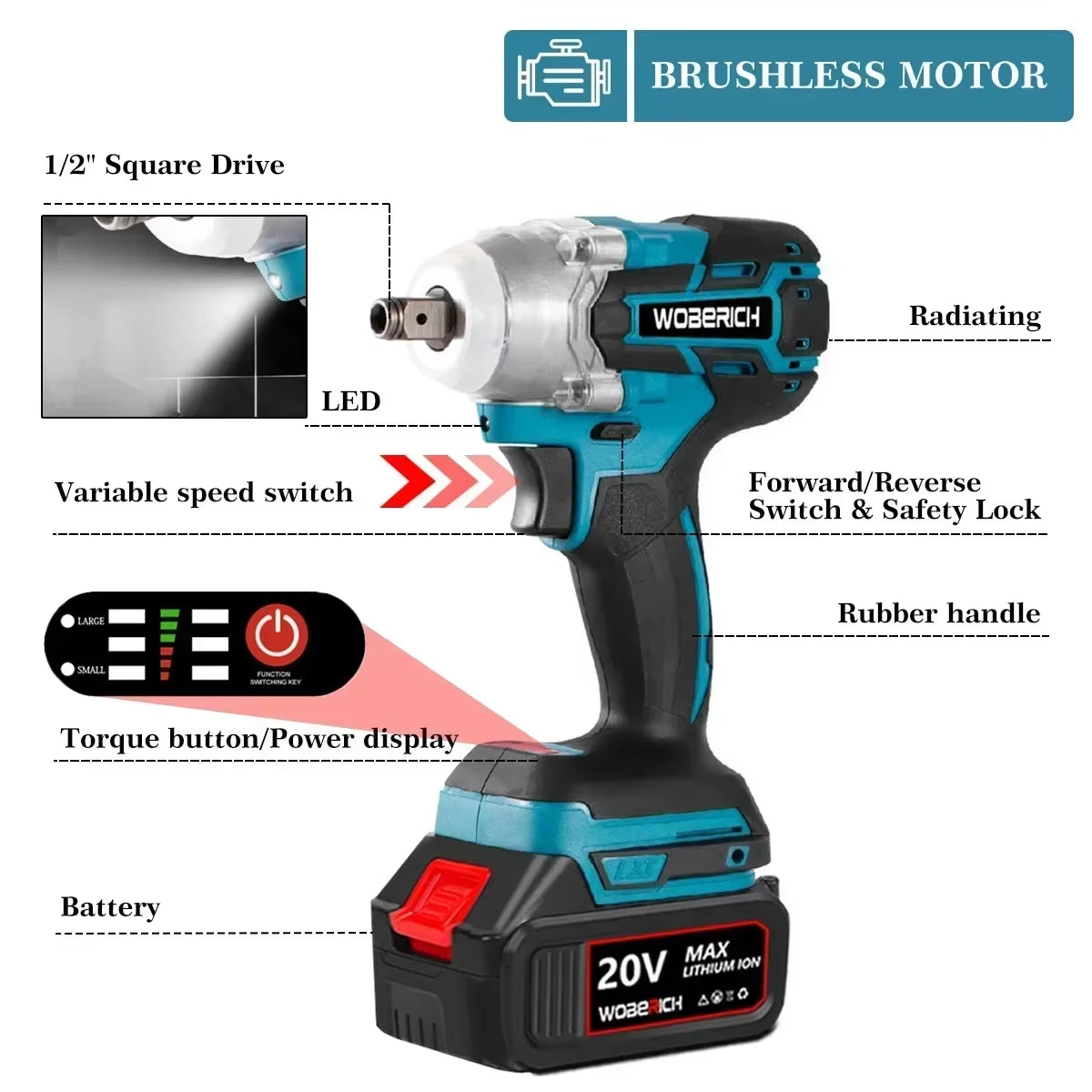 2-In-1 Bürstenloses Combo-Set, Elektrowerkzeug-Sets, Kabelloser Elektrischer Schlagschrauber, Handbohrsteckdose Mit 2 X Akku Und Werkzeugtasche